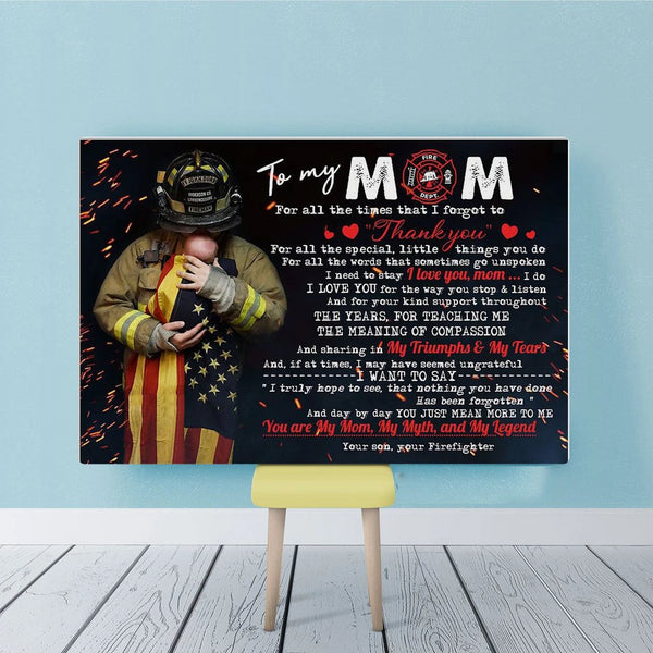 To My Mom Firefighter - Gift For Mom For Mother's Day, Best Idea For Home Decor For Family - Matte Canvas Premium Wall Art Canvas